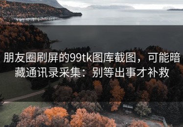 朋友圈刷屏的99tk图库截图，可能暗藏通讯录采集：别等出事才补救