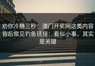 劝你冷静三秒：澳门开奖网这类内容背后常见钓鱼链接：看似小事，其实是关键