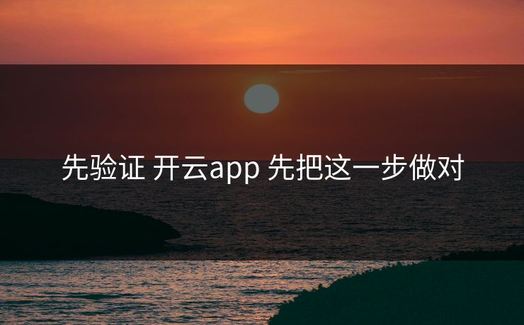 先验证 开云app 先把这一步做对