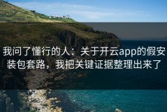我问了懂行的人：关于开云app的假安装包套路，我把关键证据整理出来了