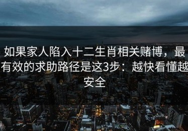 如果家人陷入十二生肖相关赌博，最有效的求助路径是这3步：越快看懂越安全