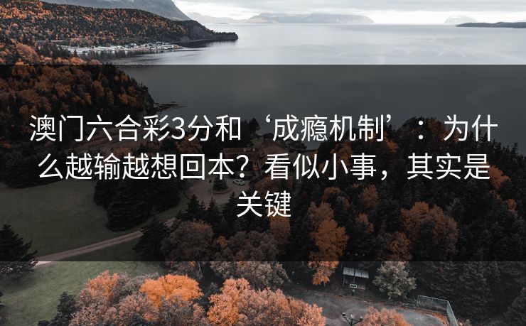 澳门六合彩3分和‘成瘾机制’：为什么越输越想回本？看似小事，其实是关键
