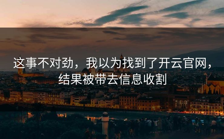 这事不对劲，我以为找到了开云官网，结果被带去信息收割
