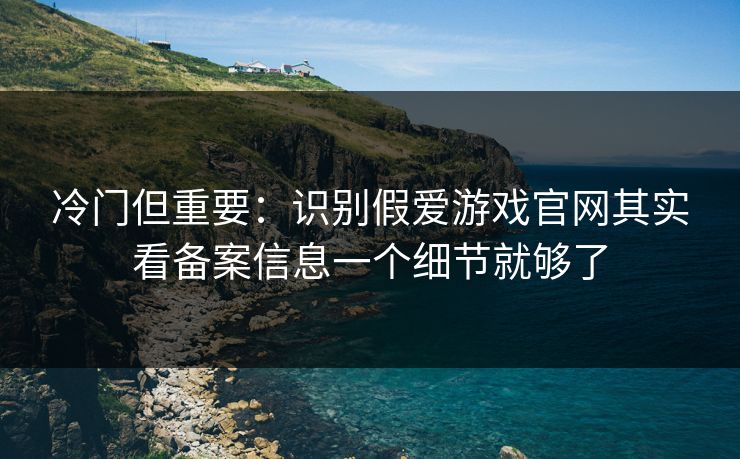 冷门但重要：识别假爱游戏官网其实看备案信息一个细节就够了