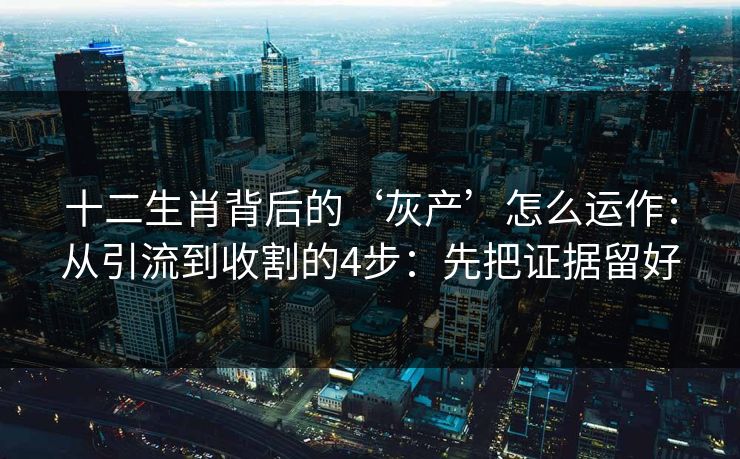 十二生肖背后的‘灰产’怎么运作：从引流到收割的4步：先把证据留好