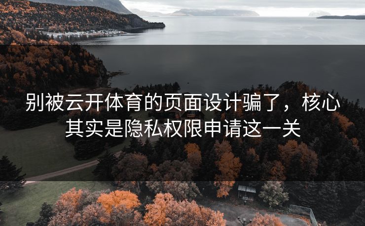 别被云开体育的页面设计骗了,核心其实是隐私权限申请这一关 别被云开体育的页面设计骗了,核心其实是隐私权限申请这一关